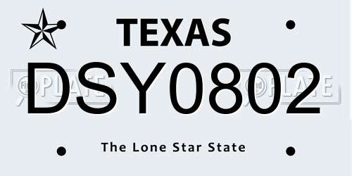 DSY0802 Texas License Plate