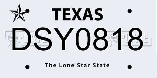 DSY0818 Texas License Plate
