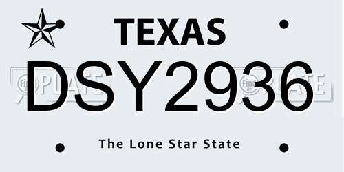 DSY2936 Texas License Plate