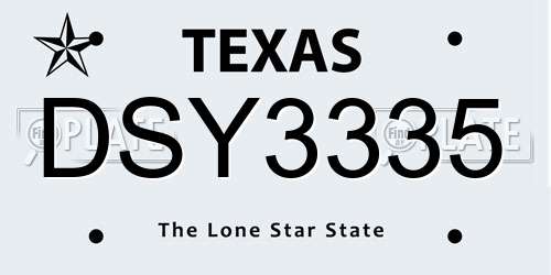 DSY3335 Texas License Plate