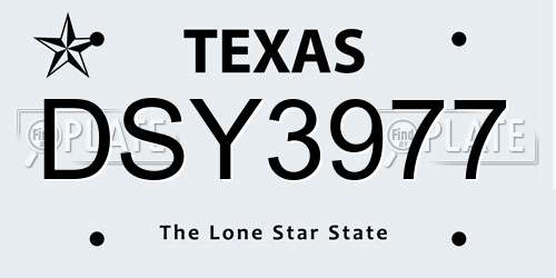 DSY3977 Texas License Plate
