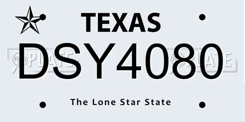 DSY4080 Texas License Plate