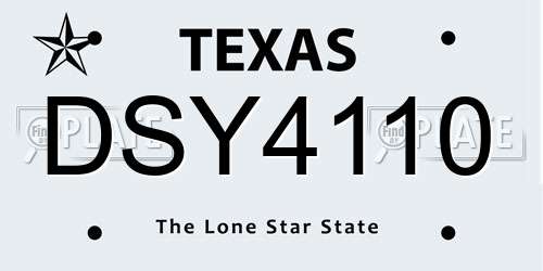 DSY4110 Texas License Plate
