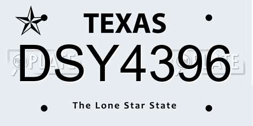 DSY4396 Texas License Plate