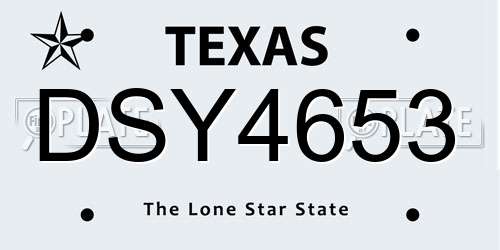 DSY4653 Texas License Plate