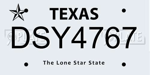 DSY4767 Texas License Plate