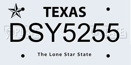 DSY5255 Texas License Plate
