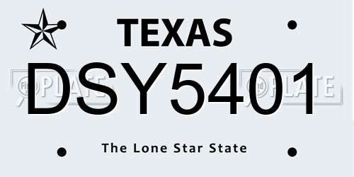 DSY5401 Texas License Plate