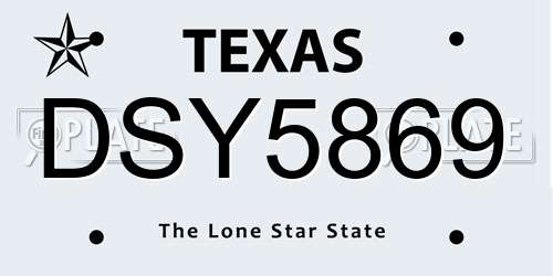 DSY5869 Texas License Plate