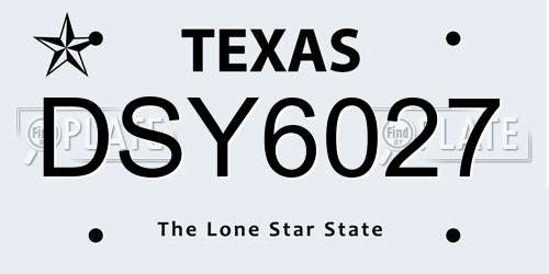 DSY6027 Texas License Plate
