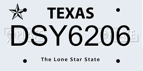 DSY6206 Texas License Plate