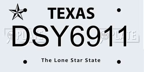 DSY6911 Texas License Plate