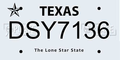 DSY7136 Texas License Plate