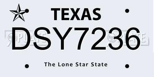 DSY7236 Texas License Plate