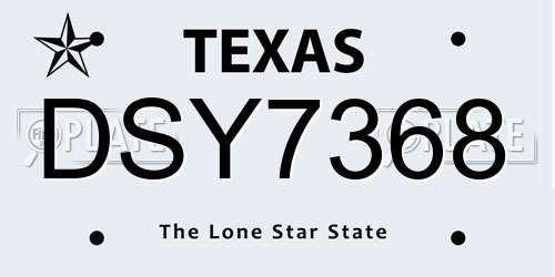 DSY7368 Texas License Plate