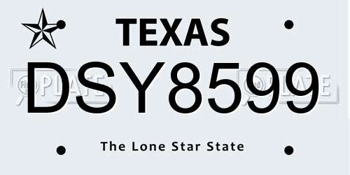 DSY8599 Texas License Plate