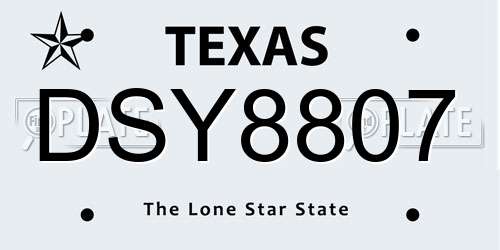 DSY8807 Texas License Plate