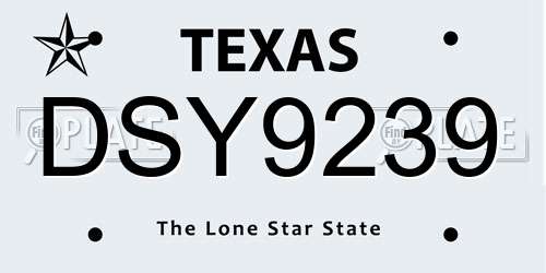 DSY9239 Texas License Plate