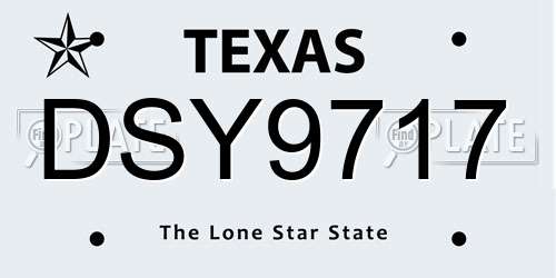DSY9717 Texas License Plate