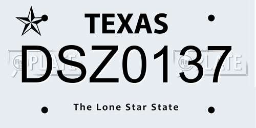 DSZ0137 Texas License Plate