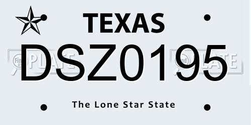 DSZ0195 Texas License Plate