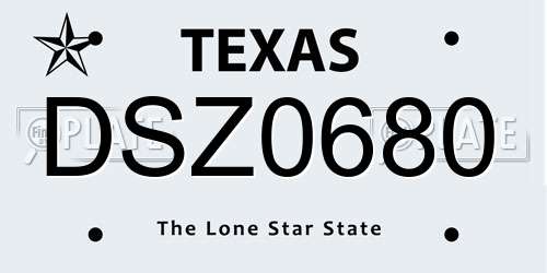 DSZ0680 Texas License Plate