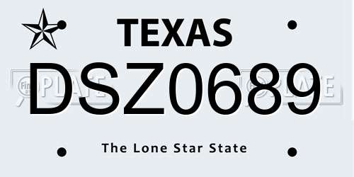DSZ0689 Texas License Plate