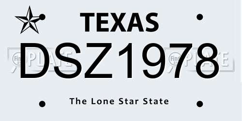 DSZ1978 Texas License Plate