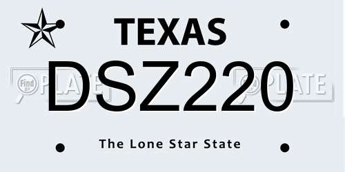 DSZ220 Texas License Plate