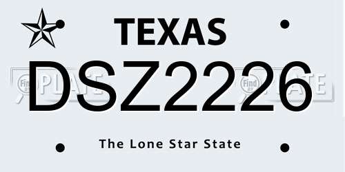 DSZ2226 Texas License Plate