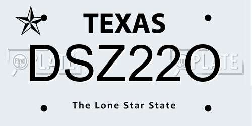 DSZ22O Texas License Plate