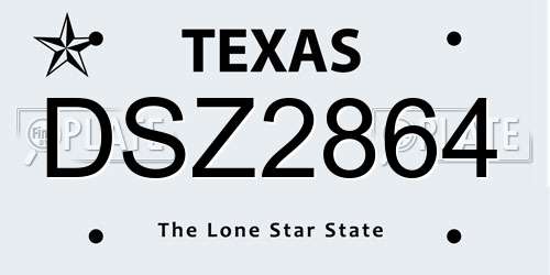 DSZ2864 Texas License Plate