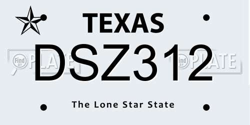 DSZ312 Texas License Plate