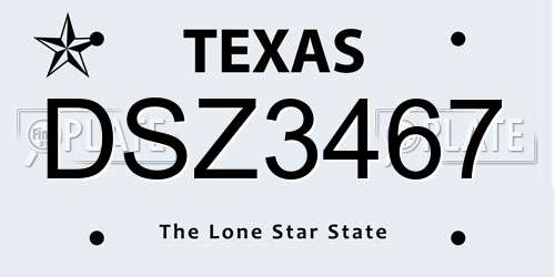 DSZ3467 Texas License Plate