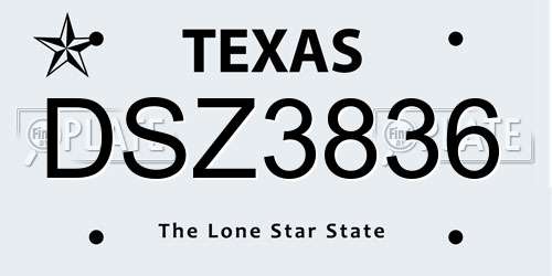 DSZ3836 Texas License Plate