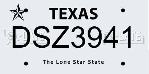 DSZ3941 Texas License Plate