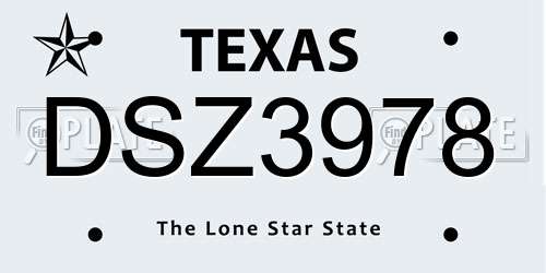 DSZ3978 Texas License Plate