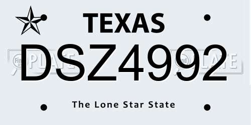 DSZ4992 Texas License Plate