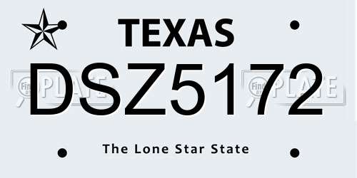 DSZ5172 Texas License Plate
