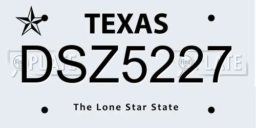 DSZ5227 Texas License Plate