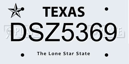 DSZ5369 Texas License Plate
