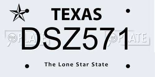 DSZ571 Texas License Plate