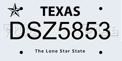DSZ5853 Texas License Plate