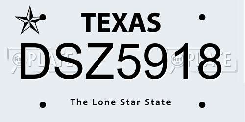 DSZ5918 Texas License Plate