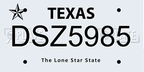 DSZ5985 Texas License Plate