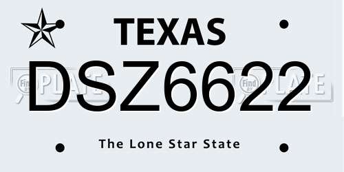 DSZ6622 Texas License Plate