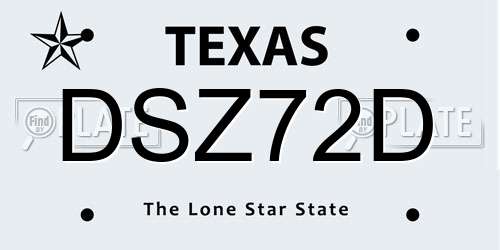 DSZ72D Texas License Plate