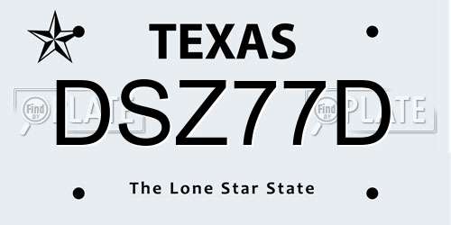 DSZ77D Texas License Plate