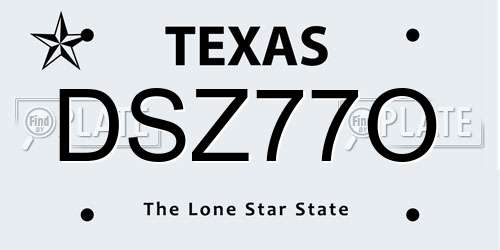 DSZ77O Texas License Plate