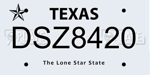 DSZ8420 Texas License Plate
